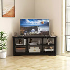 Meuble TV Costway 58 po avec 6 étagères ouvertes pour foyer de 18 po (non inclus) Noir/Gris