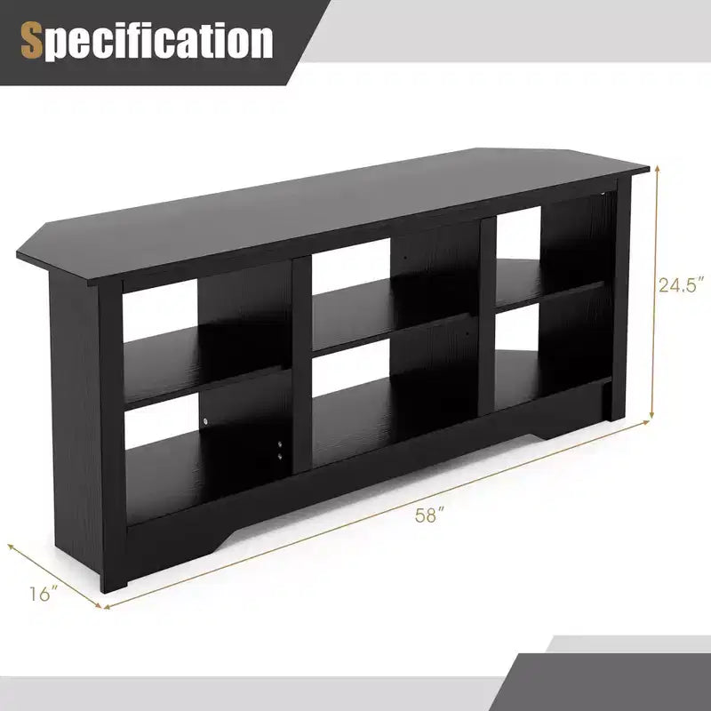 Meuble TV Costway 58 po avec 6 étagères ouvertes pour foyer de 18 po (non inclus) Noir/Gris