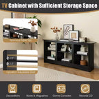 Meuble TV Costway 58 po avec 6 étagères ouvertes pour foyer de 18 po (non inclus) Noir/Gris