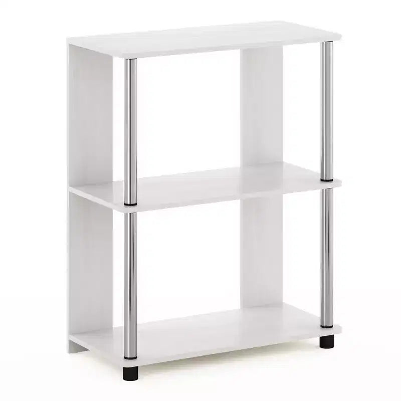 Furinno Simple Design Étagère Décorative à 3 Niveaux Bibliothèque Industrielle Étagère de Présentation Rangement, Chêne Blanc