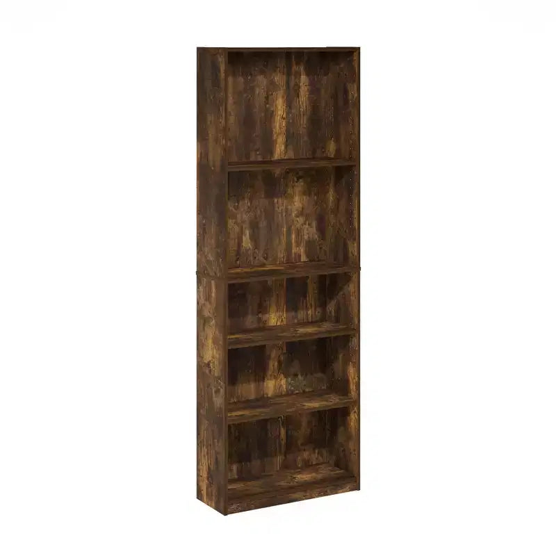 Furinno Simply Design Étagère d'angle à 5 niveaux Bibliothèque ouverte polyvalente Meuble de rangement avec étagères réglables, Pin Ambré