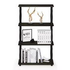Furinno Étagère décorative moderne à 4 niveaux, bibliothèque ouverte polyvalente, présentoir pour salon, bureau et décoration, expresso/noir
