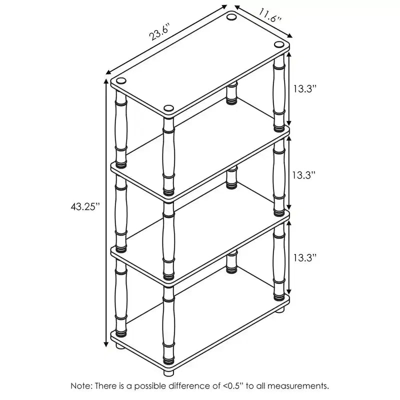Furinno Étagère décorative moderne à 4 niveaux, bibliothèque ouverte polyvalente, présentoir pour salon, bureau et décoration, expresso/noir
