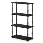 Furinno Étagère décorative moderne à 4 niveaux, bibliothèque ouverte polyvalente, présentoir pour salon, bureau et décoration, expresso/noir