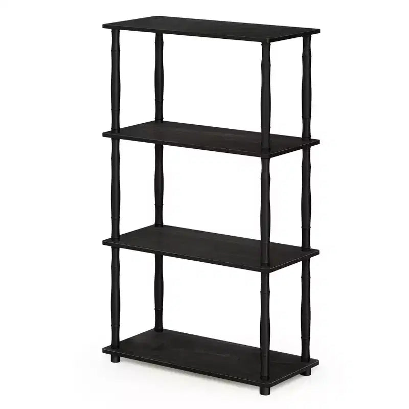 Furinno Étagère décorative moderne à 4 niveaux, bibliothèque ouverte polyvalente, présentoir pour salon, bureau et décoration, expresso/noir