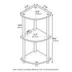 Furinno Étagère d'Angle à 3 Niveaux avec Étagères Ouvertes Polyvalentes et Réglables, Pin Ambré/Noir