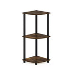 Furinno Étagère d'Angle à 3 Niveaux avec Étagères Ouvertes Polyvalentes et Réglables, Pin Ambré/Noir