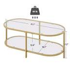 Table basse à 2 niveaux en verre trempé Yaheetech