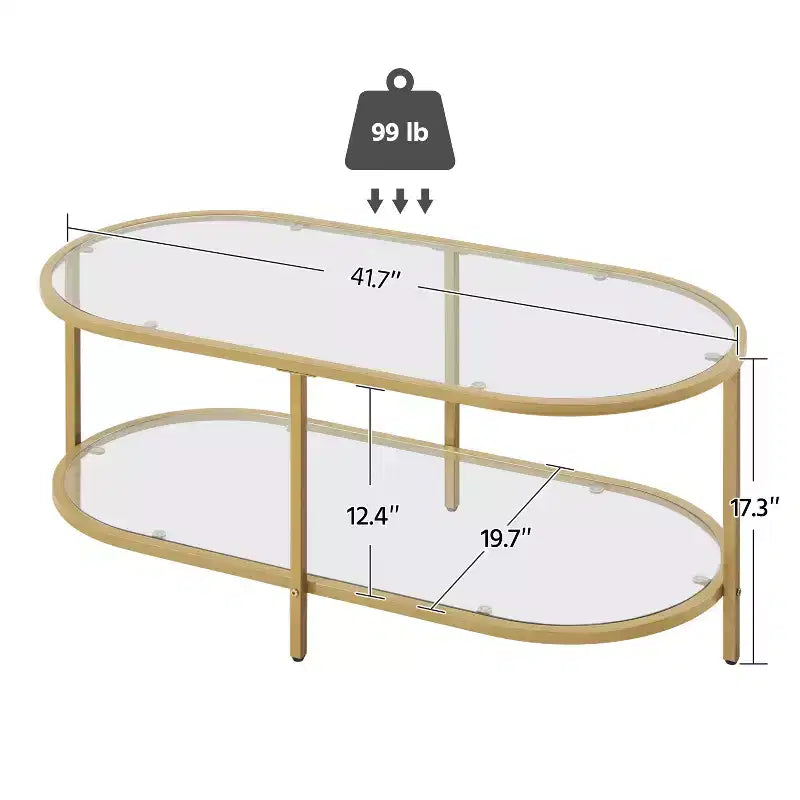 Table basse à 2 niveaux en verre trempé Yaheetech