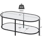 Table basse à 2 niveaux en verre trempé Yaheetech