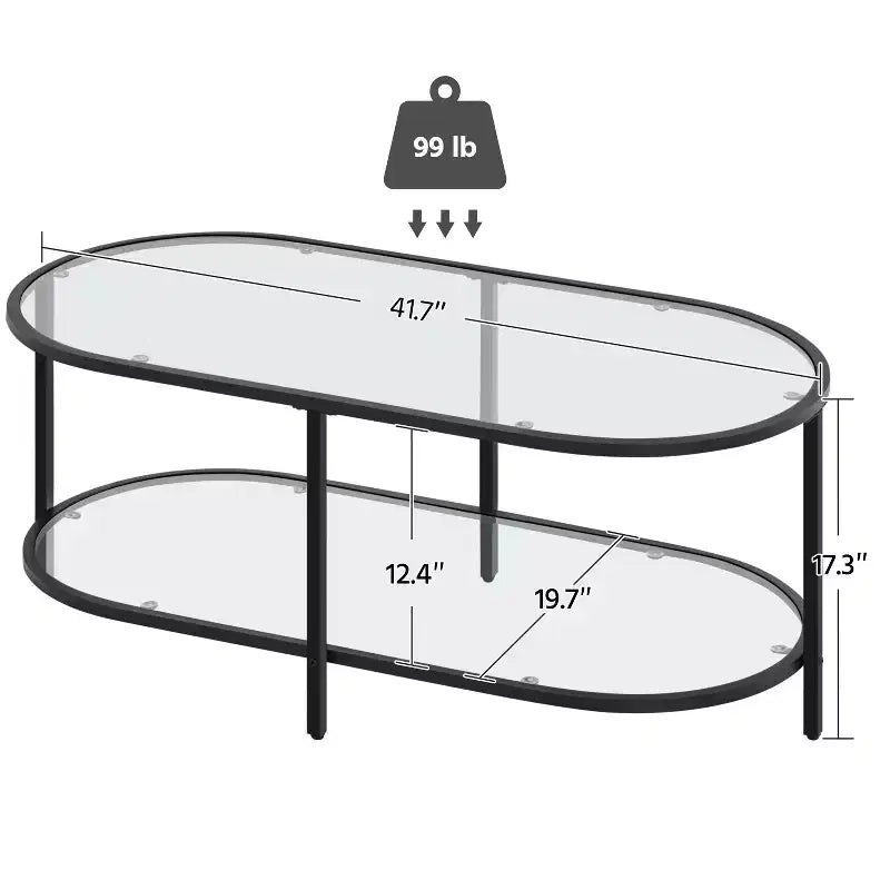 Table basse à 2 niveaux en verre trempé Yaheetech