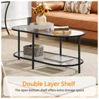 Table basse à 2 niveaux en verre trempé Yaheetech