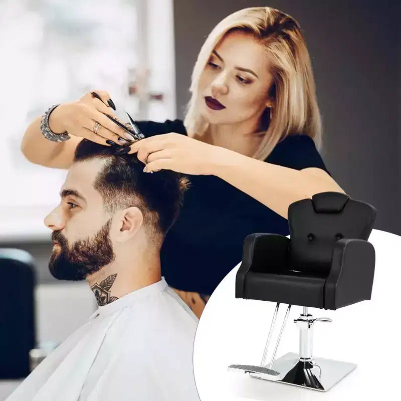 Fauteuil de Barbier Hydraulique Costway Pivotant à 360 Degrés Fauteuil de Salon avec Appui-Tête Réglable