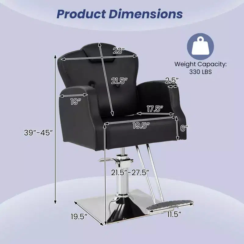 Fauteuil de Barbier Hydraulique Costway Pivotant à 360 Degrés Fauteuil de Salon avec Appui-Tête Réglable