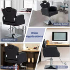 Fauteuil de Barbier Hydraulique Costway Pivotant à 360 Degrés Fauteuil de Salon avec Appui-Tête Réglable
