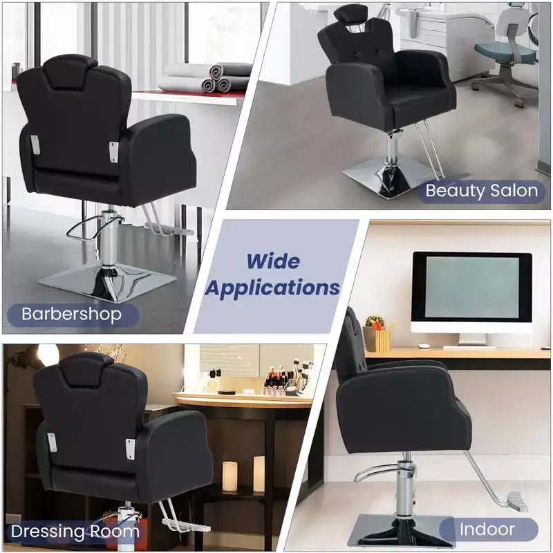 Fauteuil de Barbier Hydraulique Costway Pivotant à 360 Degrés Fauteuil de Salon avec Appui-Tête Réglable