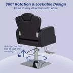 Fauteuil de Barbier Hydraulique Costway Pivotant à 360 Degrés Fauteuil de Salon avec Appui-Tête Réglable