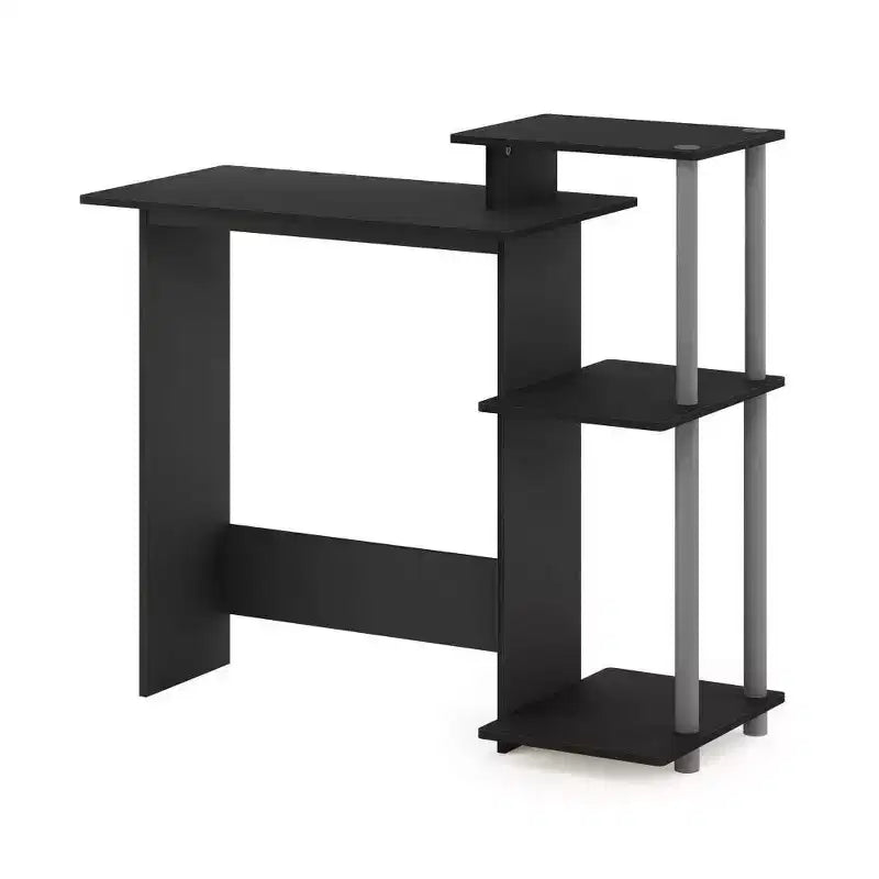 Furinno Modern Computer Desk Home Office Writing Study Laptop Table Workstation with CPU Stand & Open Storage Bookshelf,Black/Grey