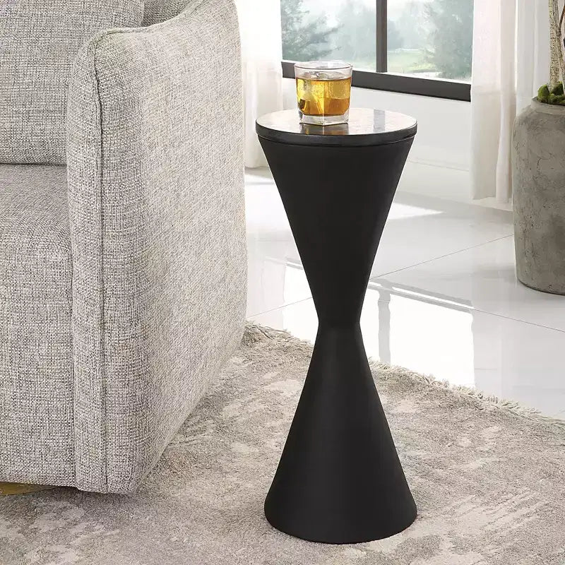 Table d'appoint sablier Uttermost Time's Up 9W noir mat texturé