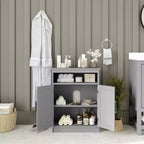 Meuble de rangement pour salle de bain Emma et Oliver avec étagère intérieure réglable, portes à fermeture magnétique et étagère supérieure ouverte