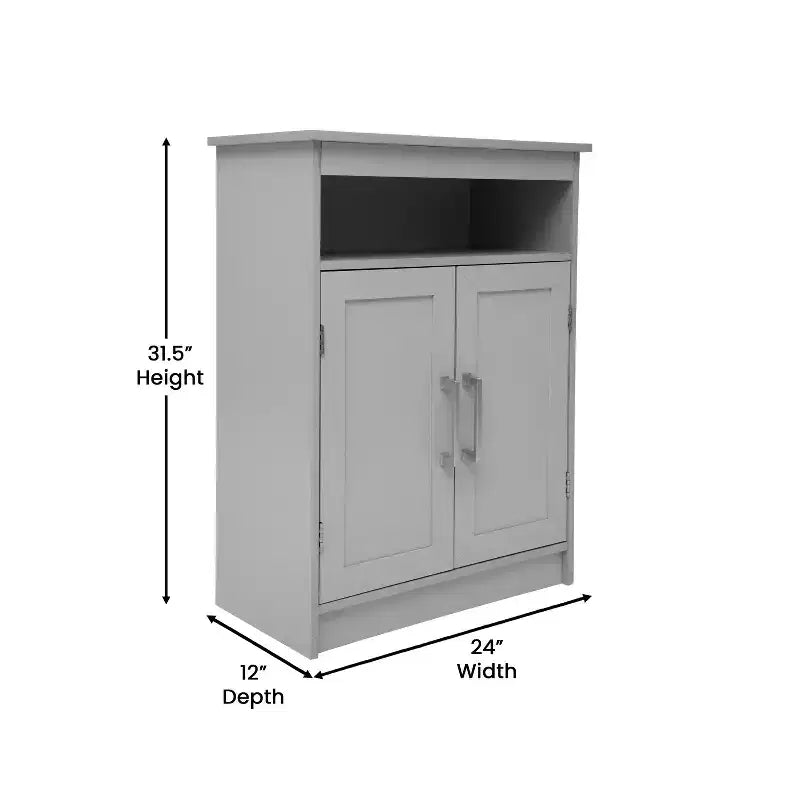 Meuble de rangement pour salle de bain Emma et Oliver avec étagère intérieure réglable, portes à fermeture magnétique et étagère supérieure ouverte