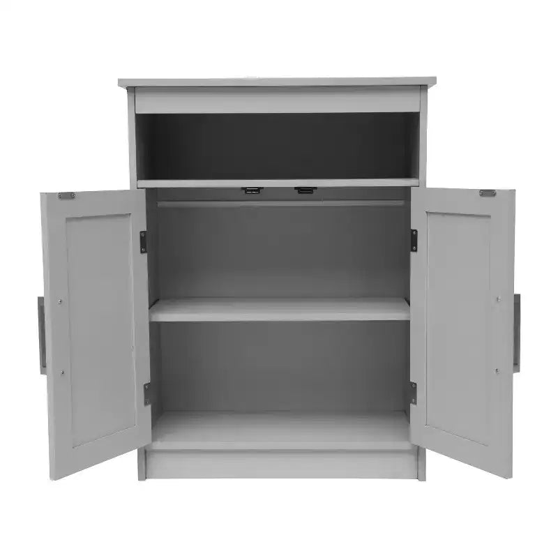 Meuble de rangement pour salle de bain Emma et Oliver avec étagère intérieure réglable, portes à fermeture magnétique et étagère supérieure ouverte