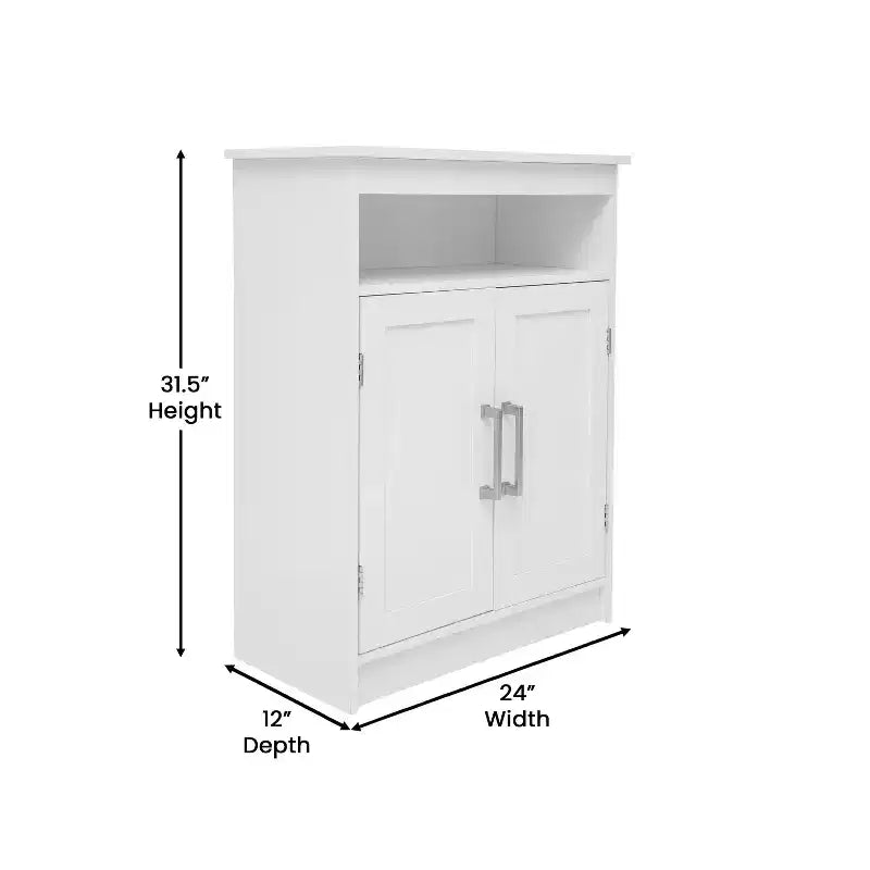 Meuble de rangement pour salle de bain Emma et Oliver avec étagère intérieure réglable, portes à fermeture magnétique et étagère supérieure ouverte
