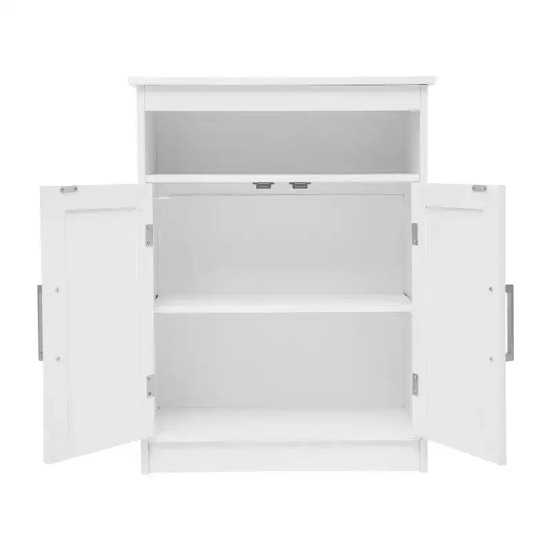 Meuble de rangement pour salle de bain Emma et Oliver avec étagère intérieure réglable, portes à fermeture magnétique et étagère supérieure ouverte