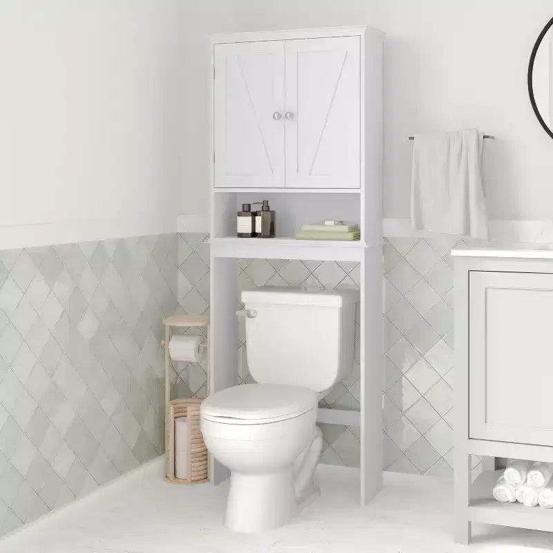 Meuble de Rangement de Salle de Bain Merrick Lane à Placer au-Dessus des Toilettes avec Étagères et Portes à Fermeture Magnétique