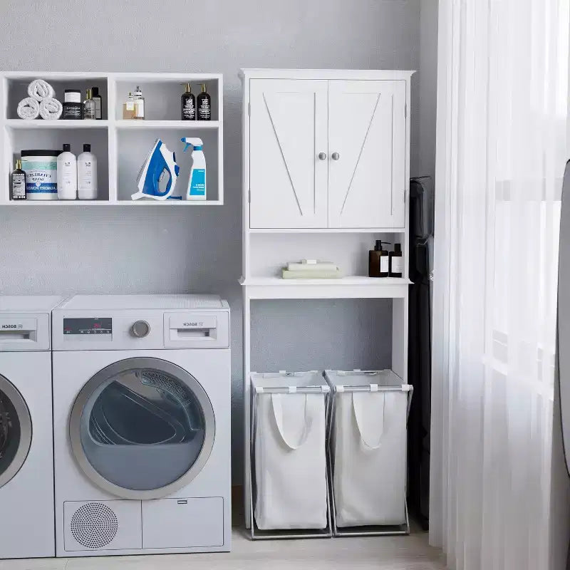 Meuble de Rangement de Salle de Bain Merrick Lane à Placer au-Dessus des Toilettes avec Étagères et Portes à Fermeture Magnétique