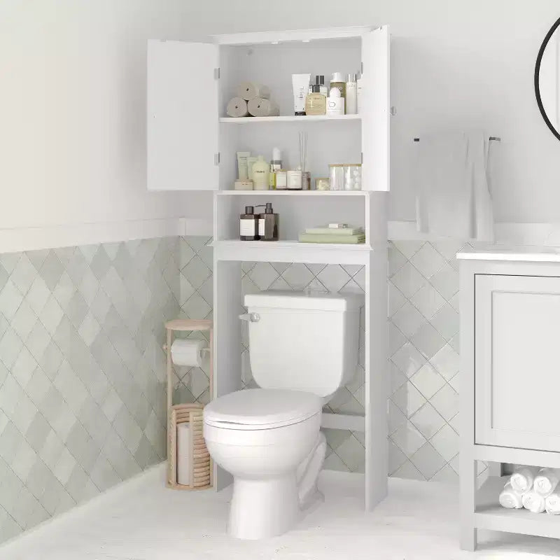 Meuble de Rangement de Salle de Bain Merrick Lane à Placer au-Dessus des Toilettes avec Étagères et Portes à Fermeture Magnétique