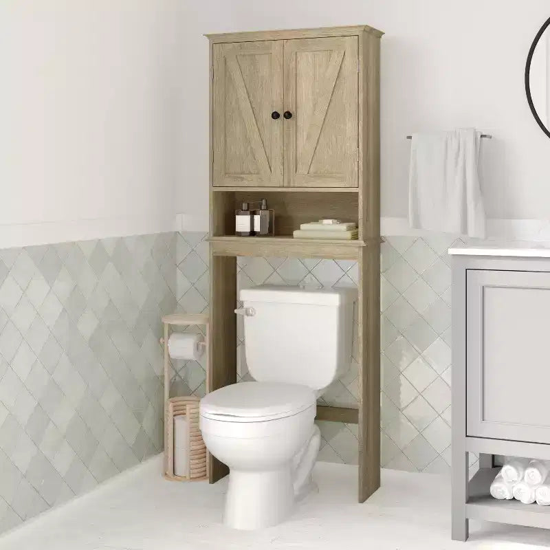 Meuble de Rangement de Salle de Bain Merrick Lane à Placer au-Dessus des Toilettes avec Étagères et Portes à Fermeture Magnétique