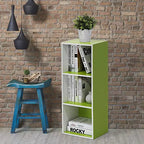 Furinno Étagère Réversible à 3 Cubes, Bibliothèque sur Pied Horizontale ou Verticale, Blanc/Vert/Bleu/Rose