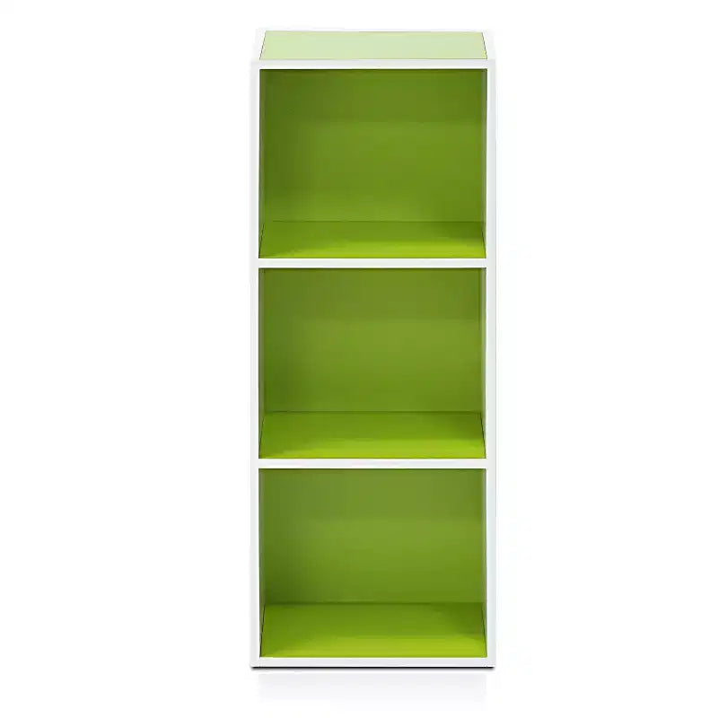 Furinno Étagère Réversible à 3 Cubes, Bibliothèque sur Pied Horizontale ou Verticale, Blanc/Vert/Bleu/Rose