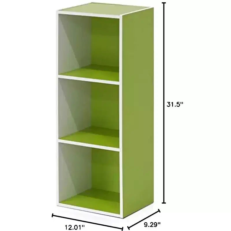 Furinno Étagère Réversible à 3 Cubes, Bibliothèque sur Pied Horizontale ou Verticale, Blanc/Vert/Bleu/Rose