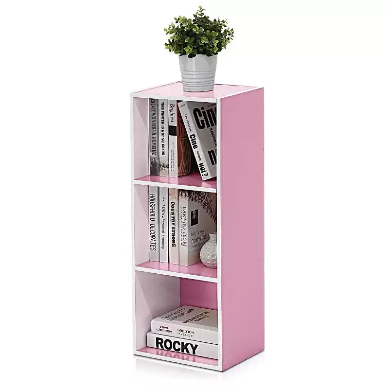 Furinno Étagère Réversible à 3 Cubes, Bibliothèque sur Pied Horizontale ou Verticale, Blanc/Vert/Bleu/Rose