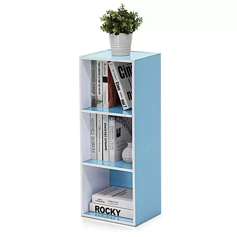 Furinno Étagère Réversible à 3 Cubes, Bibliothèque sur Pied Horizontale ou Verticale, Blanc/Vert/Bleu/Rose