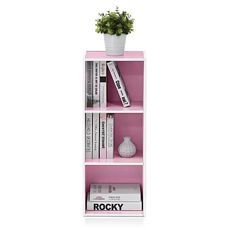 Furinno Étagère Réversible à 3 Cubes, Bibliothèque sur Pied Horizontale ou Verticale, Blanc/Vert/Bleu/Rose