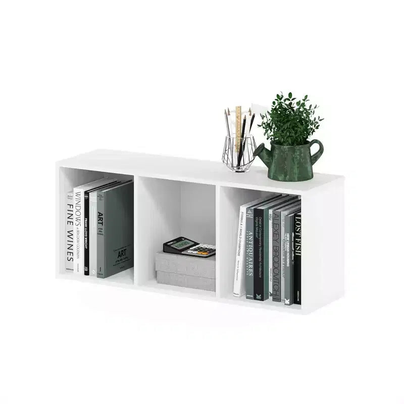 Furinno Étagère Réversible à 3 Cubes, Bibliothèque sur Pied Horizontale ou Verticale, Blanc/Vert/Bleu/Rose