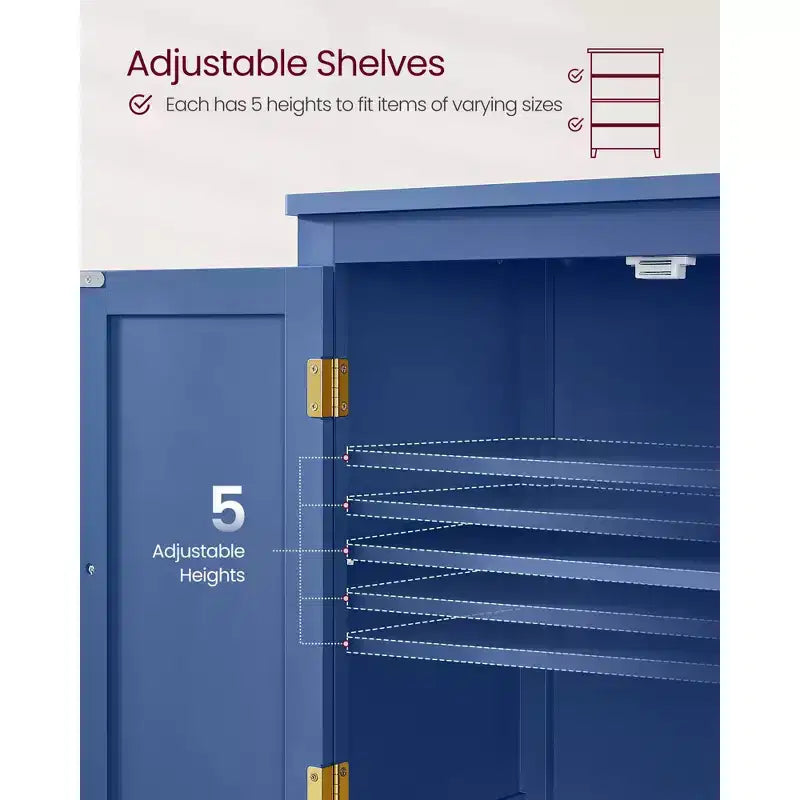 Meuble de rangement de salle de bain avec 4 portes et étagères réglables, unité de rangement autoportante, 30 x 60 x 110 cm