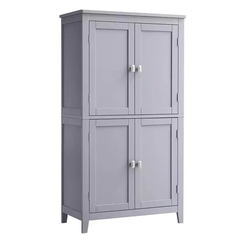 Meuble de rangement de salle de bain avec 4 portes et étagères réglables, unité de rangement autoportante, 30 x 60 x 110 cm