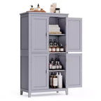 Meuble de rangement de salle de bain avec 4 portes et étagères réglables, unité de rangement autoportante, 30 x 60 x 110 cm