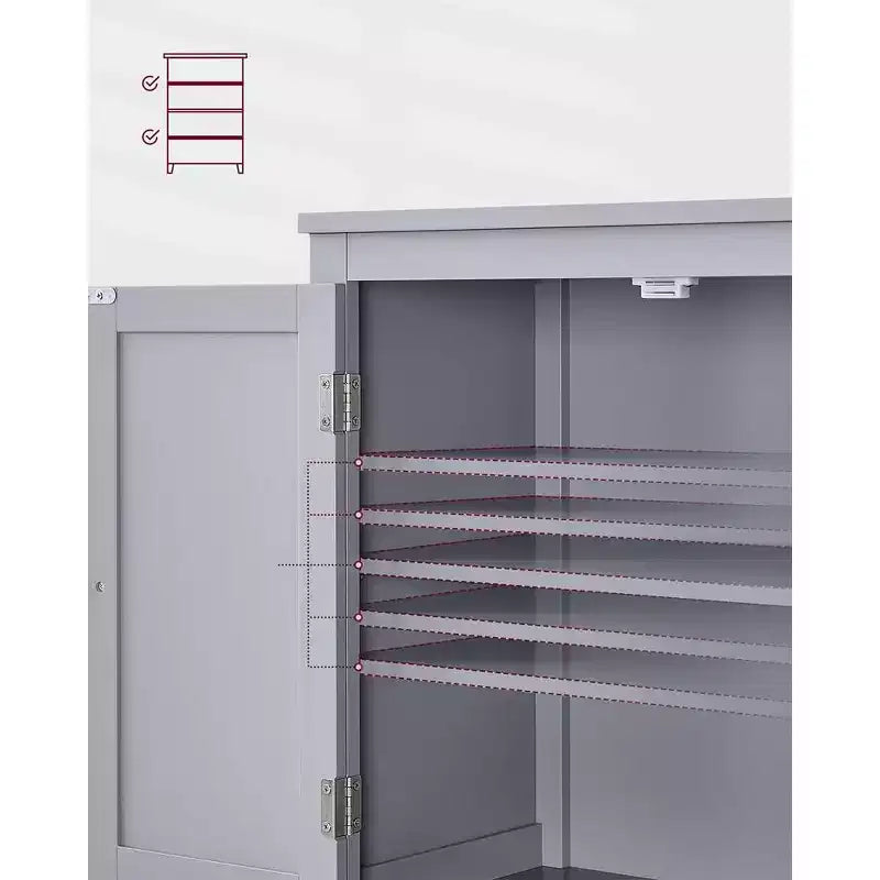 Meuble de rangement de salle de bain avec 4 portes et étagères réglables, unité de rangement autoportante, 30 x 60 x 110 cm