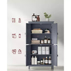 Meuble de rangement de salle de bain avec 4 portes et étagères réglables, unité de rangement autoportante, 30 x 60 x 110 cm