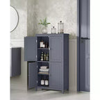 Meuble de rangement de salle de bain avec 4 portes et étagères réglables, unité de rangement autoportante, 30 x 60 x 110 cm
