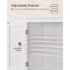Meuble de rangement de salle de bain avec 4 portes et étagères réglables, unité de rangement autoportante, 30 x 60 x 110 cm