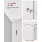 Meuble de rangement de salle de bain avec 4 portes et étagères réglables, unité de rangement autoportante, 30 x 60 x 110 cm