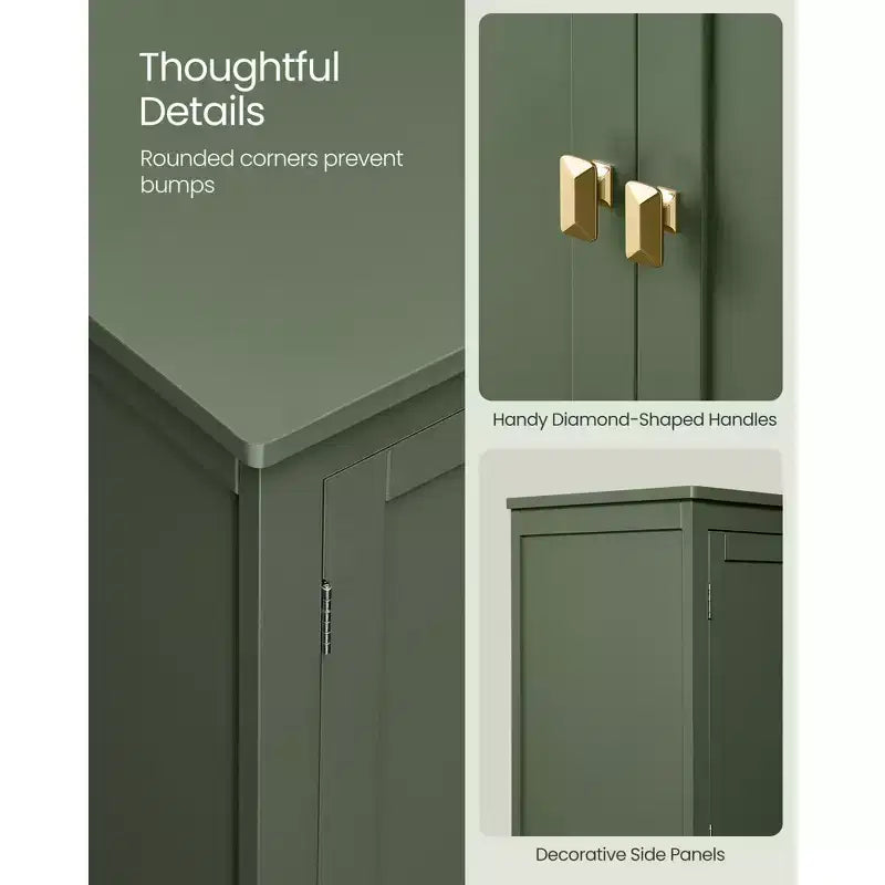Meuble de rangement de salle de bain avec 4 portes et étagères réglables, unité de rangement autoportante, 30 x 60 x 110 cm