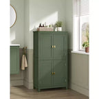 Meuble de rangement de salle de bain avec 4 portes et étagères réglables, unité de rangement autoportante, 30 x 60 x 110 cm