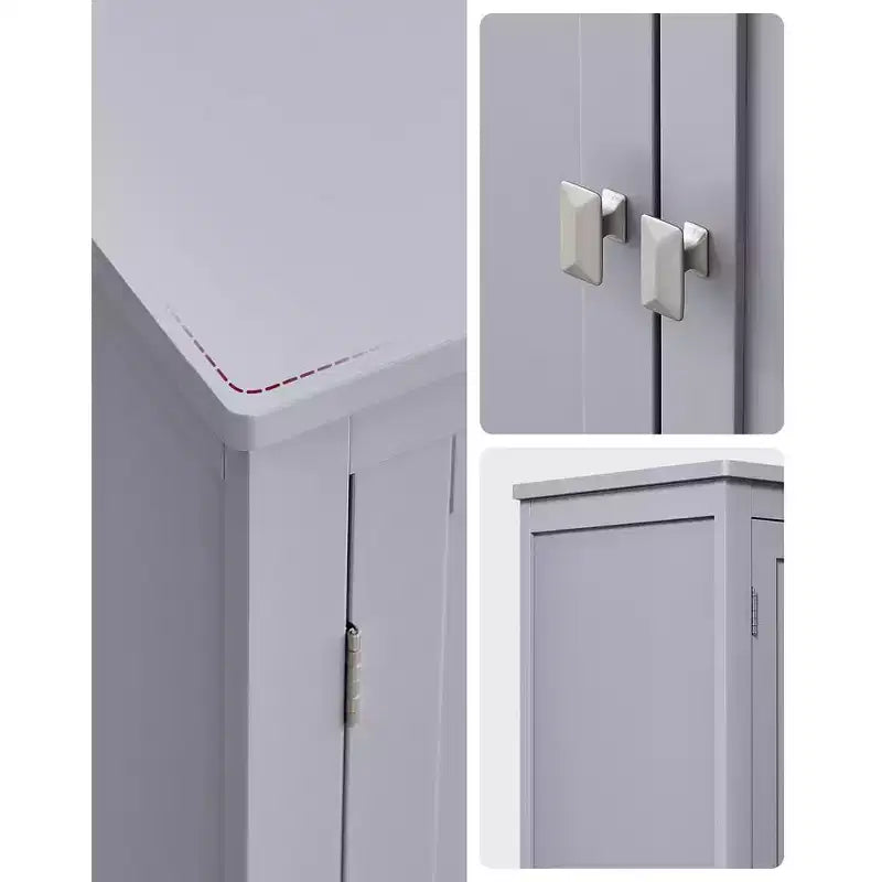 Meuble de rangement de salle de bain avec 4 portes et étagères réglables, unité de rangement autoportante, 30 x 60 x 110 cm